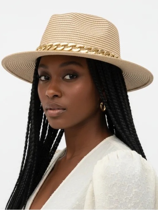 Accessories - Fedora Ivory Chain Band Panama Hat